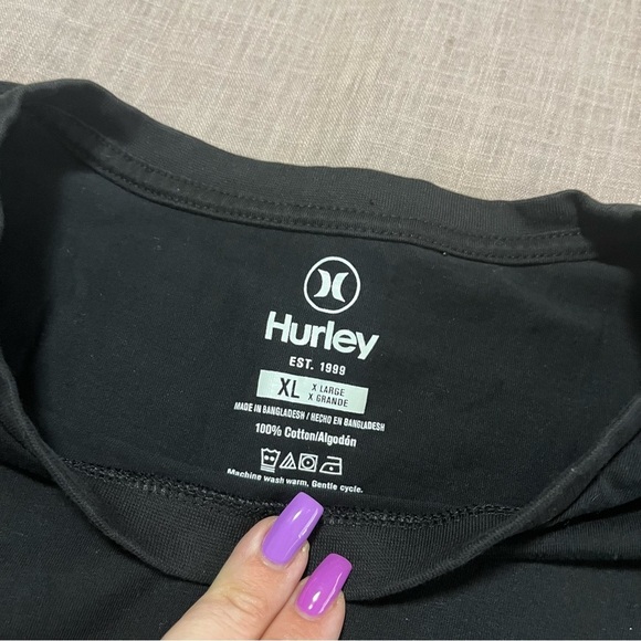 Hurley Men’s Black Graphic Tee Size XL Premium Quality Surf Skate Y2K - Picture 4 of 6